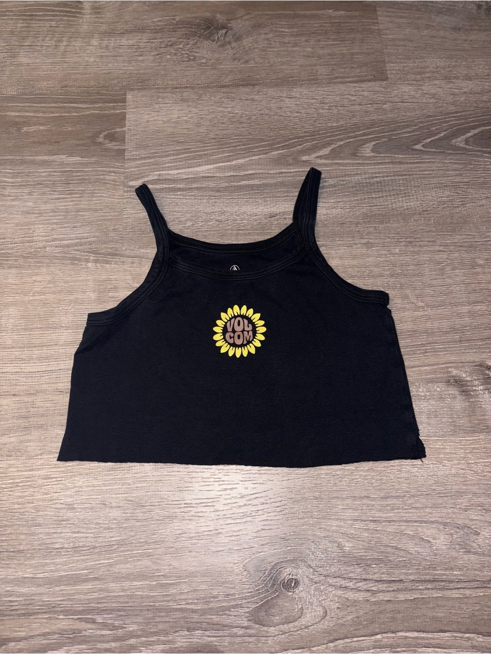 Volcom Black Cropped Sunflower Tank